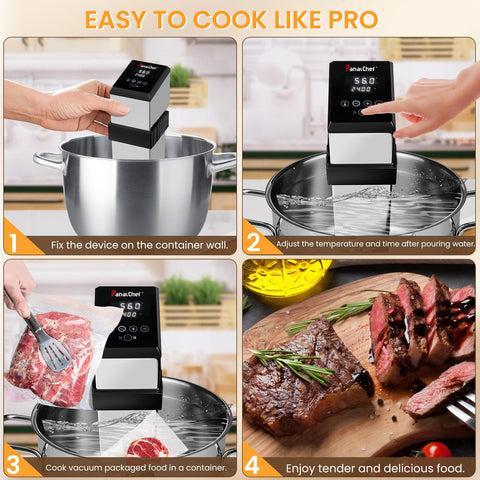 PanalChef Sous-Vide carcasa IPX7 resistente al agua para mayor durabilidad.