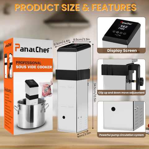 PanalChef Sous-Vide operación silenciosa para uso doméstico sin ruidos.