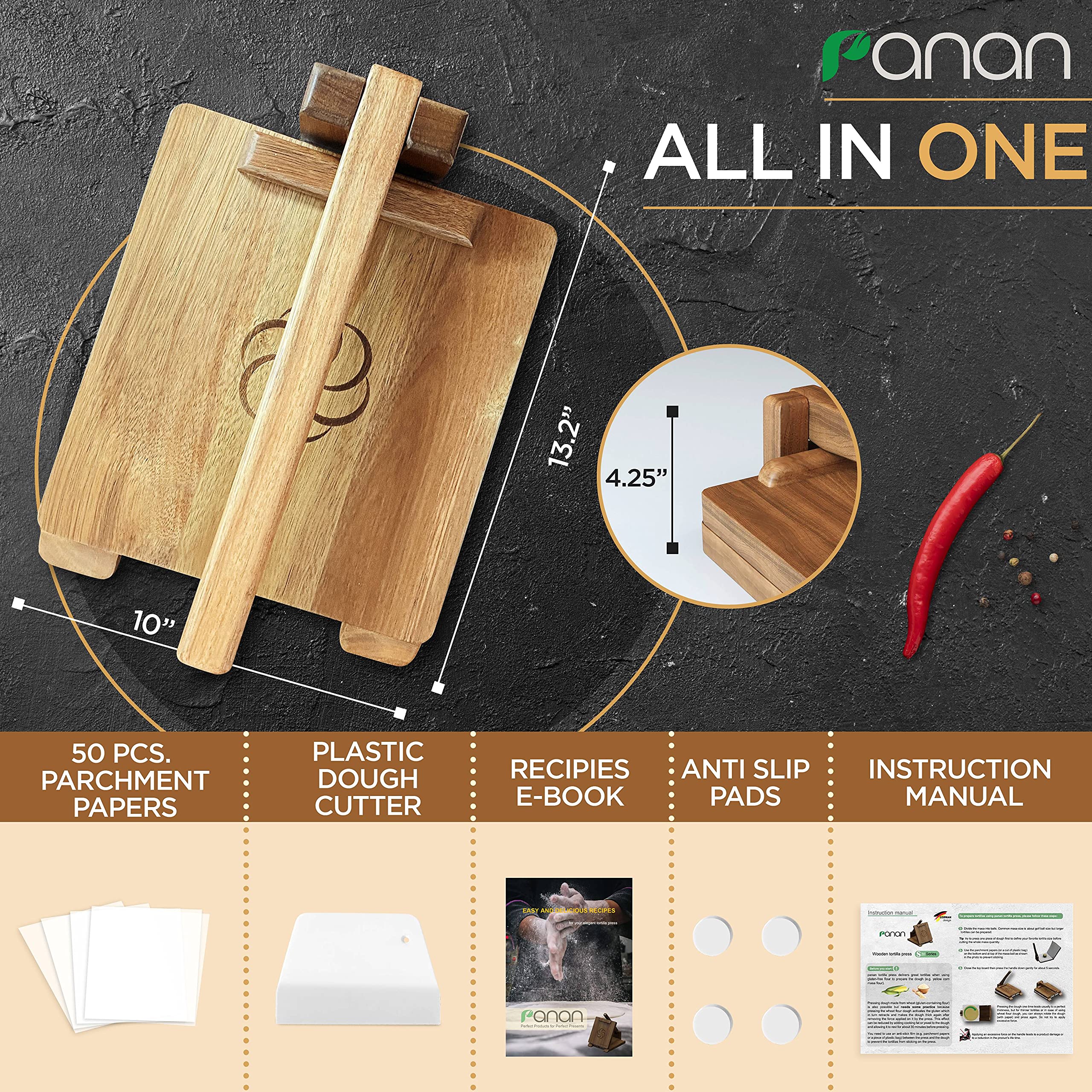 Superficie de madera de acacia con grano natural y aspecto artesanal.