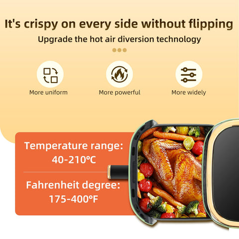 Panana Air Fryer 8QT interior iluminado para ver la cocción con claridad.