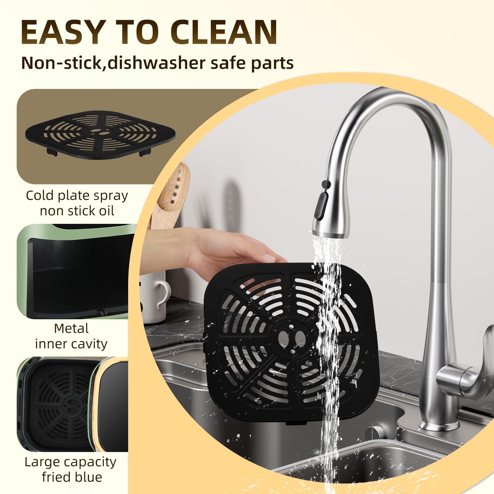 Panana Air Fryer 8QT panel digital con 8 modos para diferentes recetas.