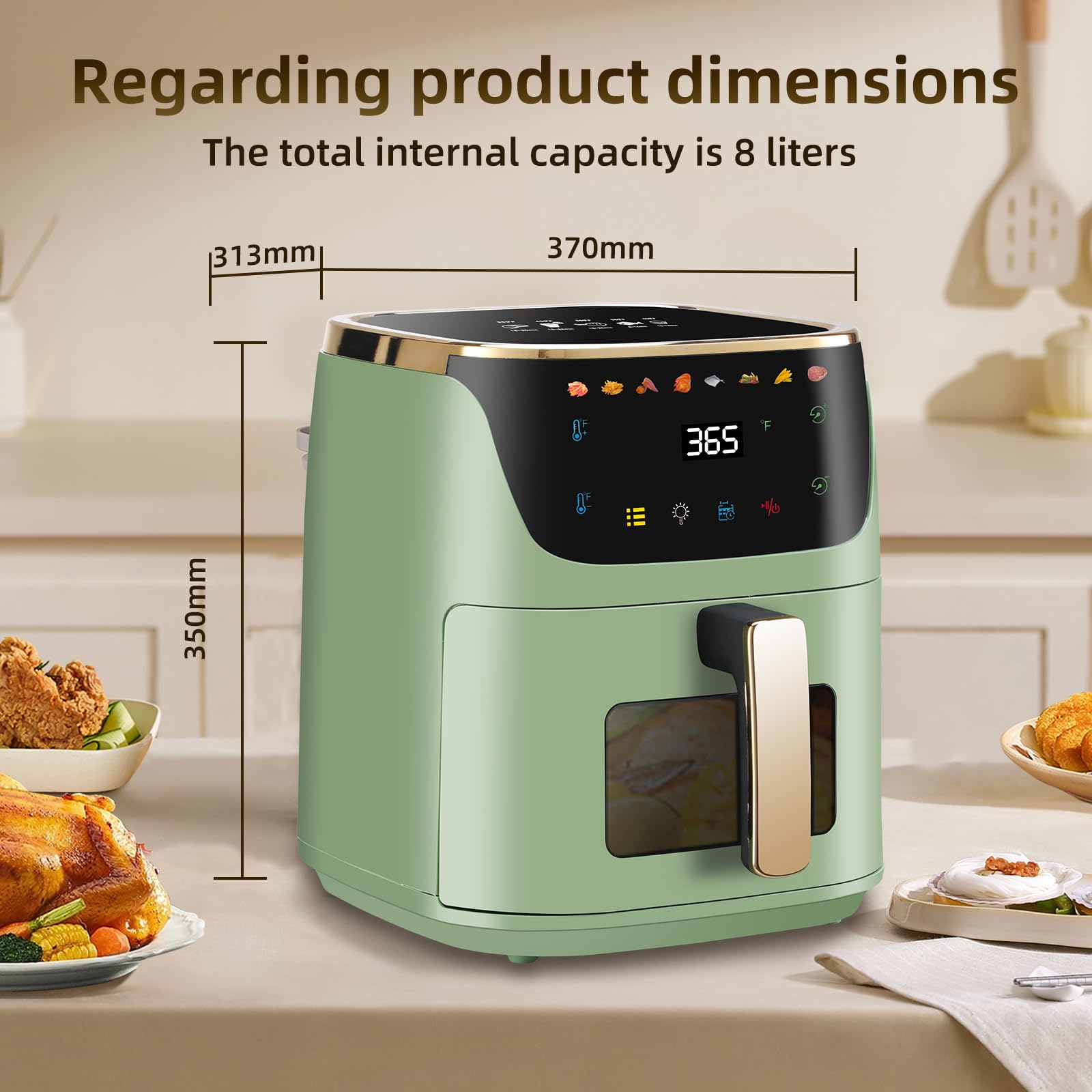 Panana Air Fryer 8QT ventana de monitoreo para observar sin abrir.