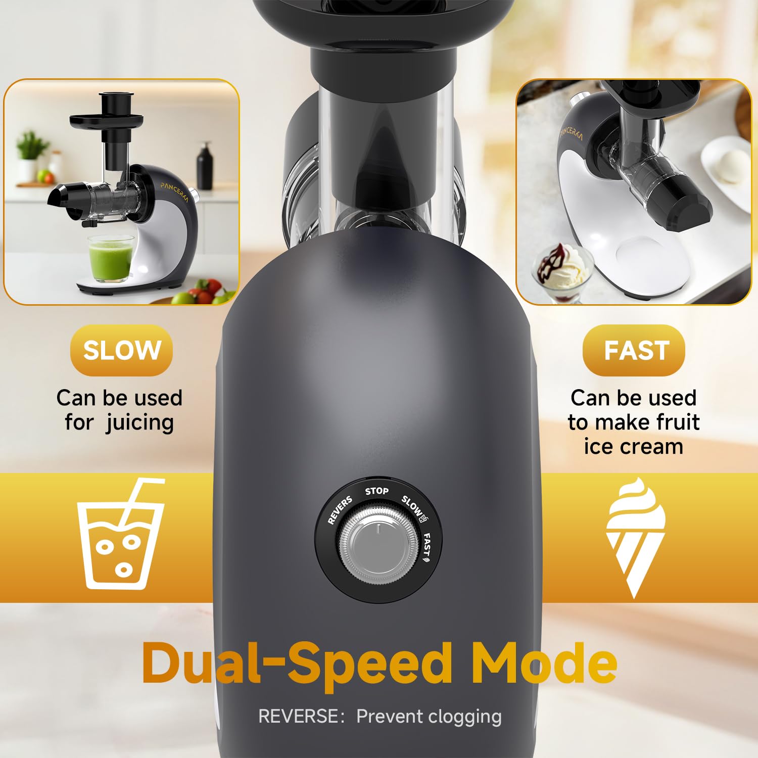 PANCERKA máquina para sorbetes, diseño compacto para encajar en cocinas pequeñas.