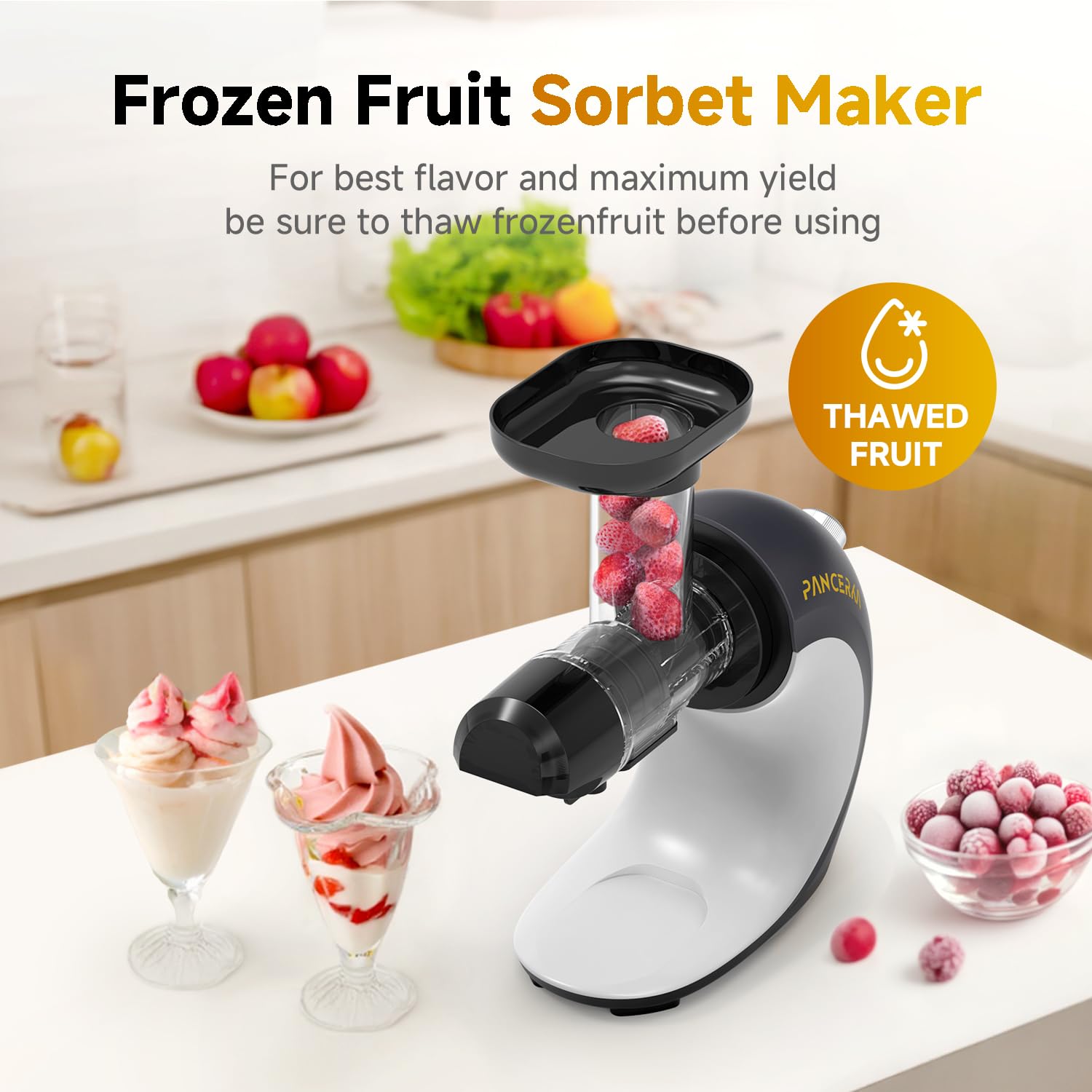 PANCERKA máquina para sorbetes, ensamblaje rápido para preparar postres fríos en minutos.