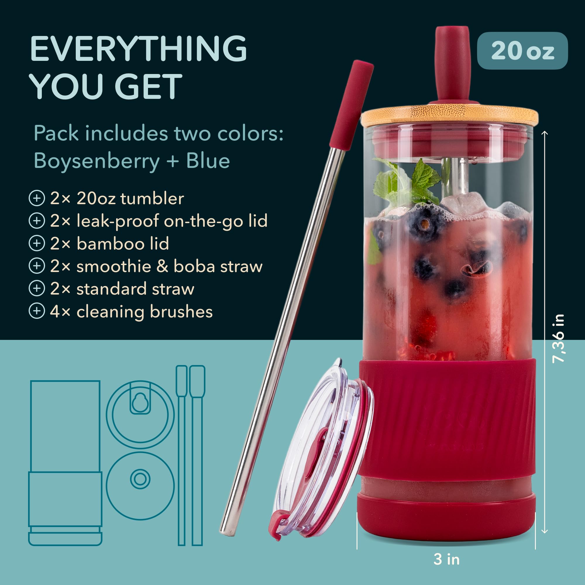 Paja inoxidable con extremo de silicona suave para beber cómodo