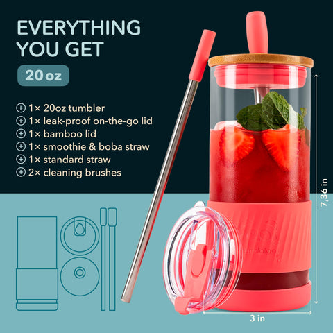 Pandaloo tapa bambú para vaso de vidrio, uso interior, estilo y funcionalidad.