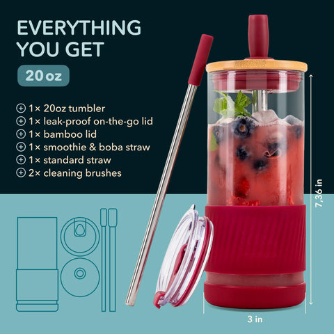 Panda­loo vaso cristal tapa bambú, ideal para mantener bebidas frescas en casa