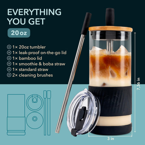 Vaso Pandaloo con tapa de bambú para uso interior.