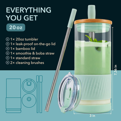 Pandaloo vidrio borosilicato resistente, ideal para infusiones y bebidas frías.