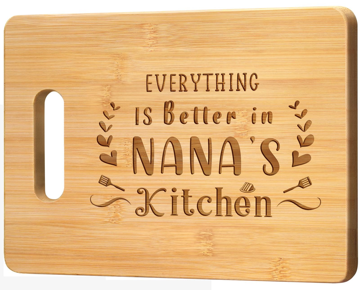 Pandasch Nana tabla de cortar bambú grabada, regalo práctico para la cocina