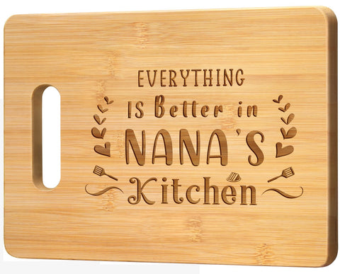 Pandasch Nana tabla de cortar bambú grabada, regalo práctico para la cocina