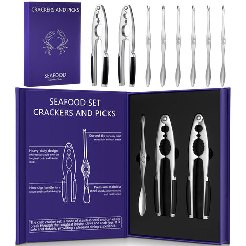Pangda set herramientas mariscos en caja regalo, para servir mariscos con estilo y facilidad.