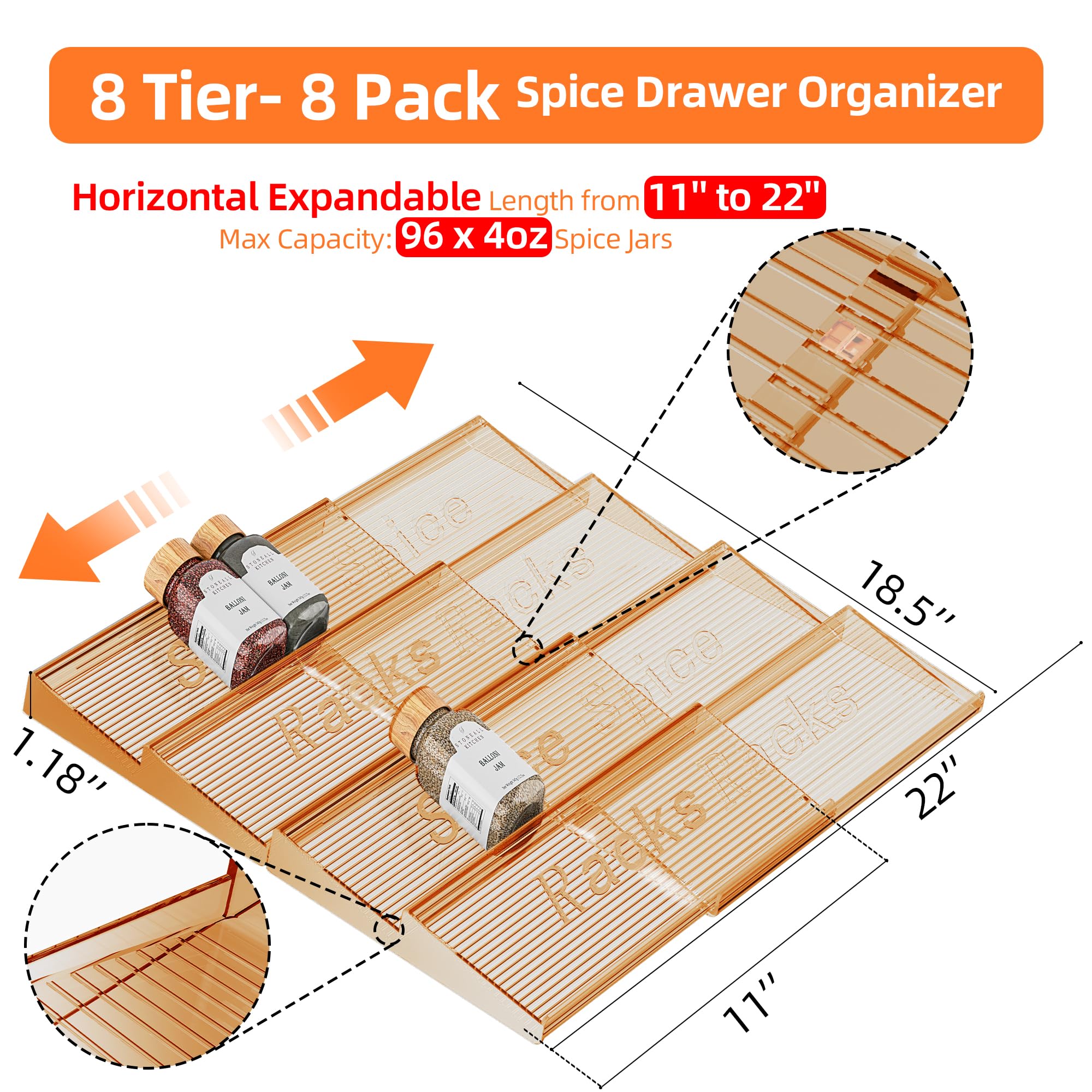 PanPanPal extensión para cajón, 11-22 pulgadas, ajuste perfecto y uso flexible