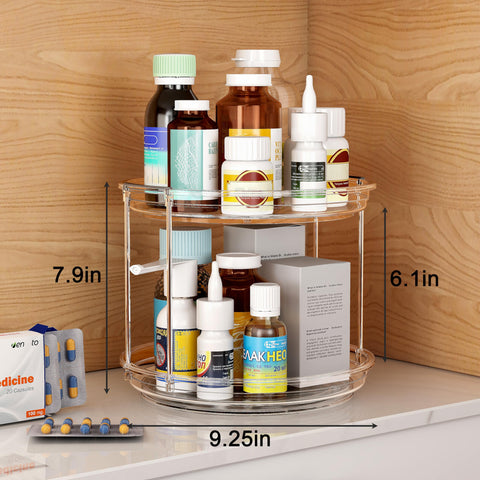 Pantasia dos niveles organizador giro ideal en cocina para especias y botellas.
