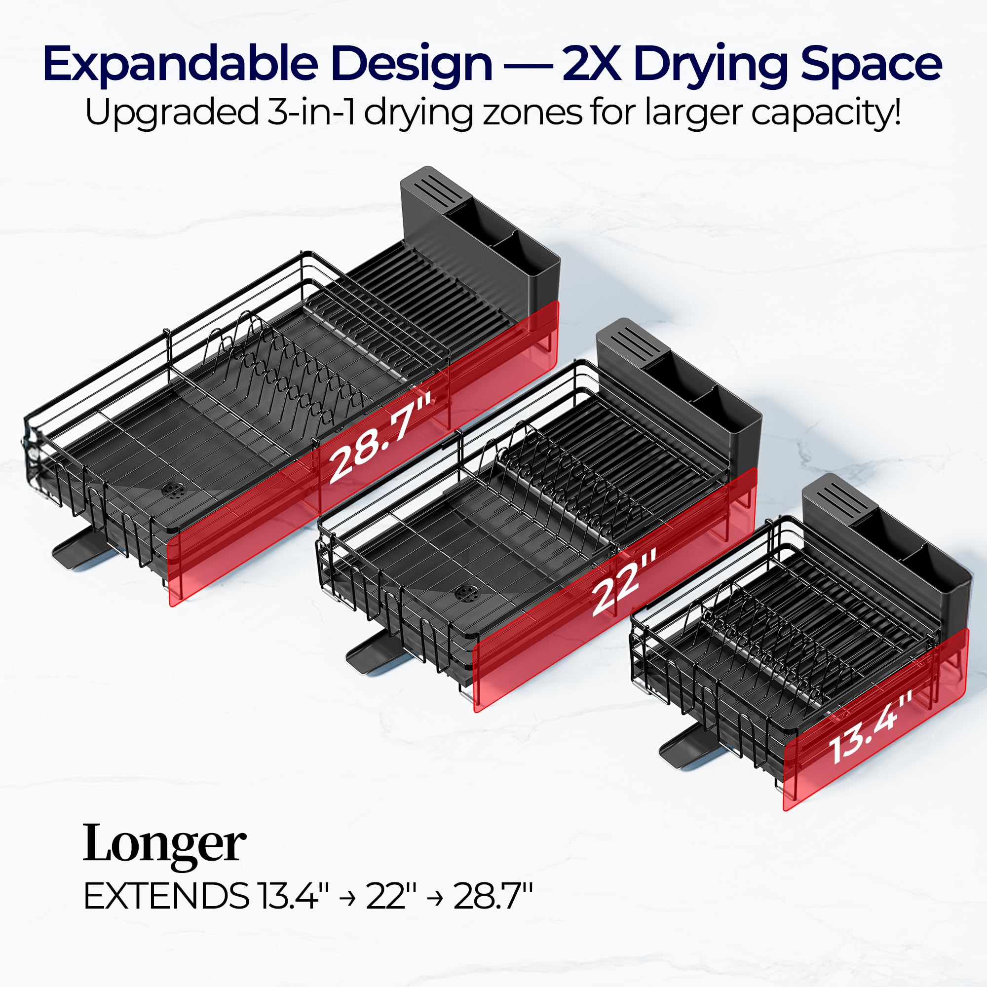 Pantasia escurridor platos organización, soporte utensilios extra para orden limpio.