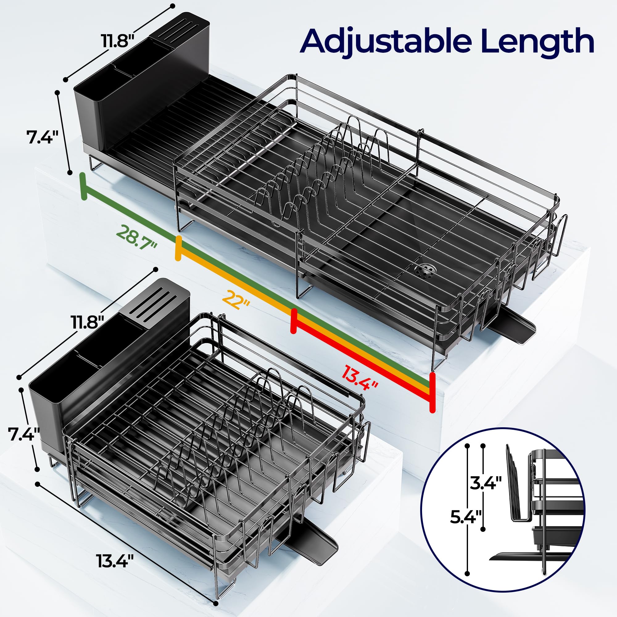 Pantasia escurridor con zona para utensilios y cubiertos ordenados.