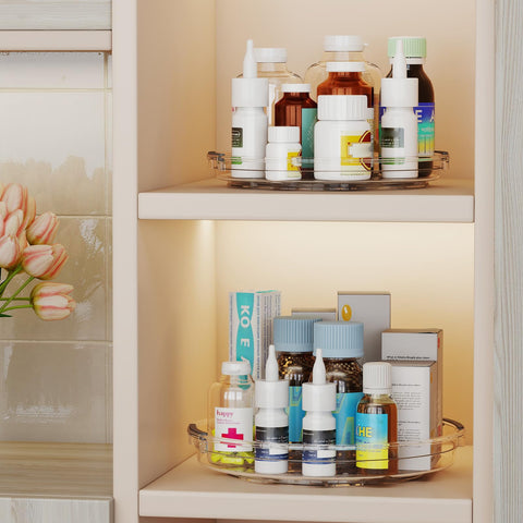 Pantasia organizador para despensa y baño mantiene cosméticos y medicinas ordenados.
