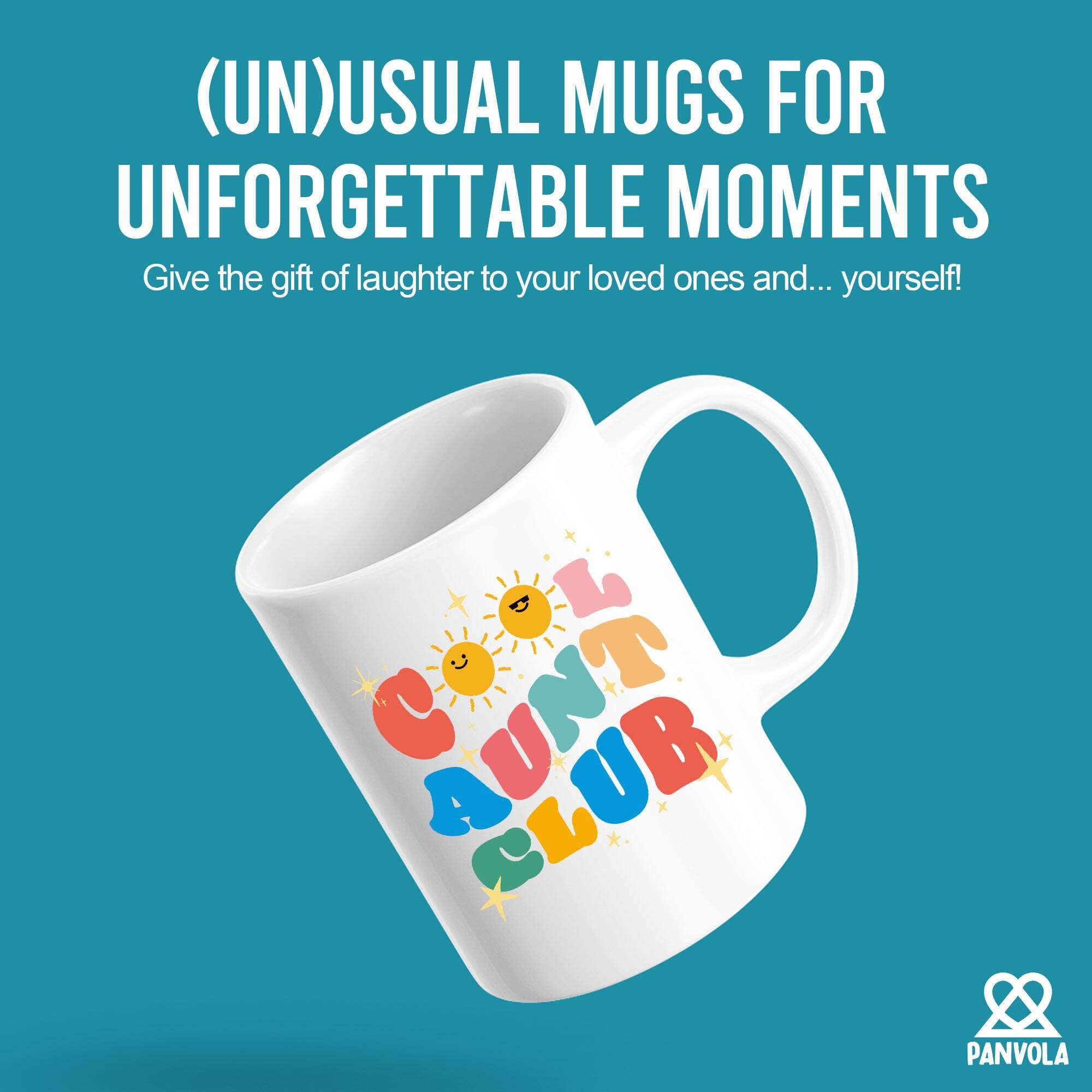 Panvola Cool Aunt Club taza 11oz, vista trasera mostrando diseño