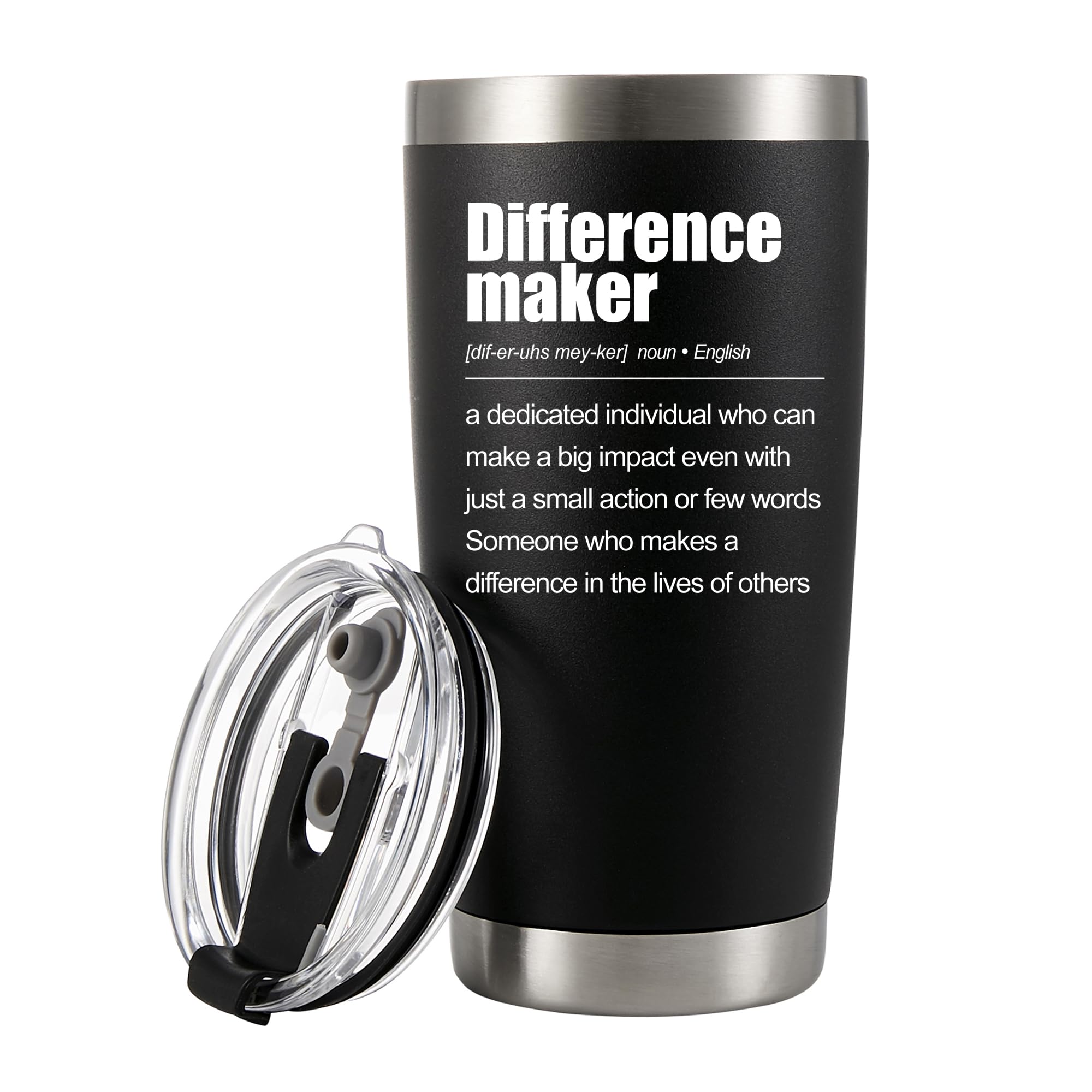 Panvola Diferenciador: vaso inspirador de 20 oz negro para momentos especiales.