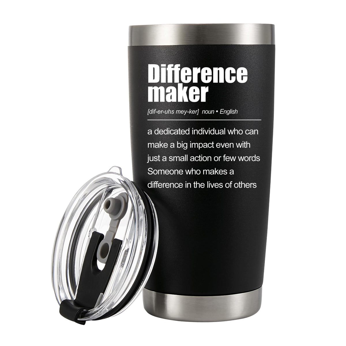 Panvola Diferenciador: vaso inspirador de 20 oz negro para momentos especiales.