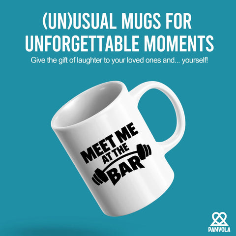 Panvola Meet Me At The Bar: taza con mensaje visible en ambos lados para diestros y zurdos.