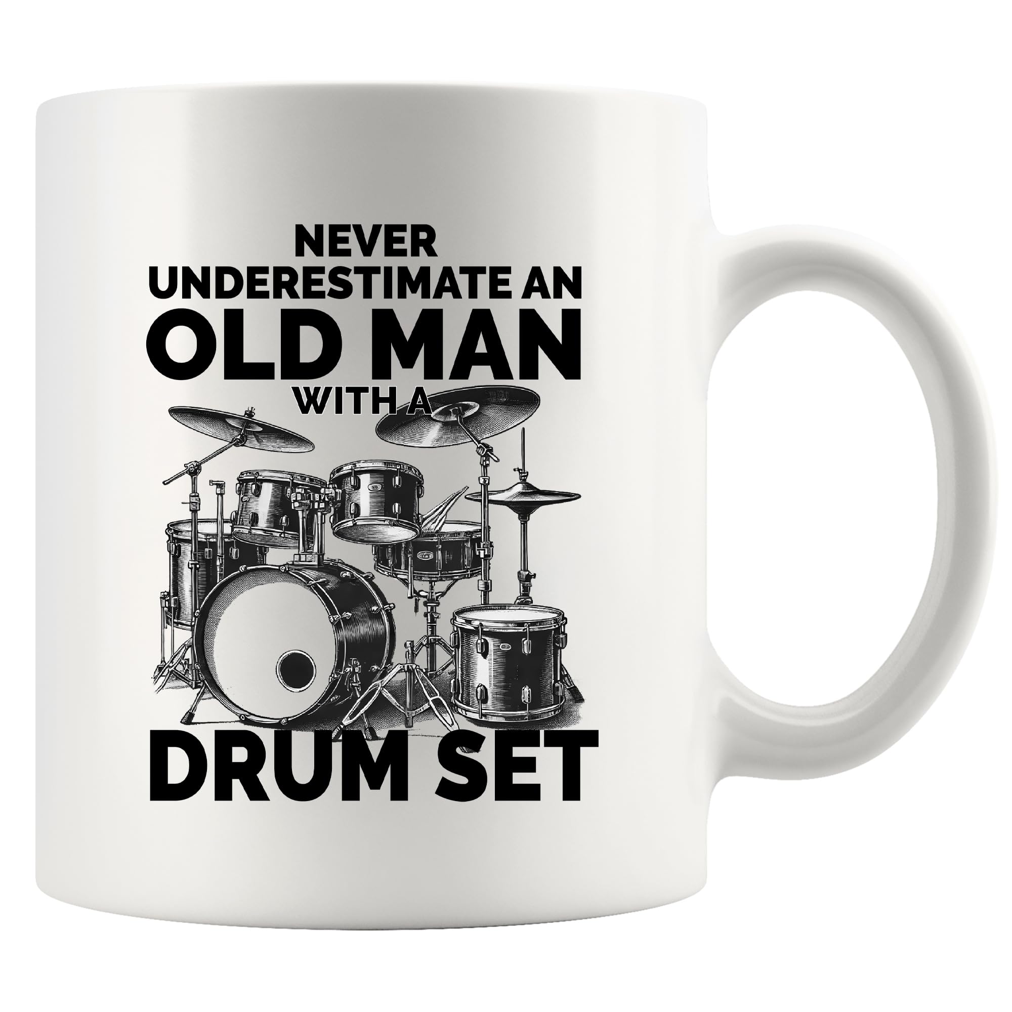 Panvola taza cerámica 11 oz con frase, ideal para bateristas y amantes de la música.