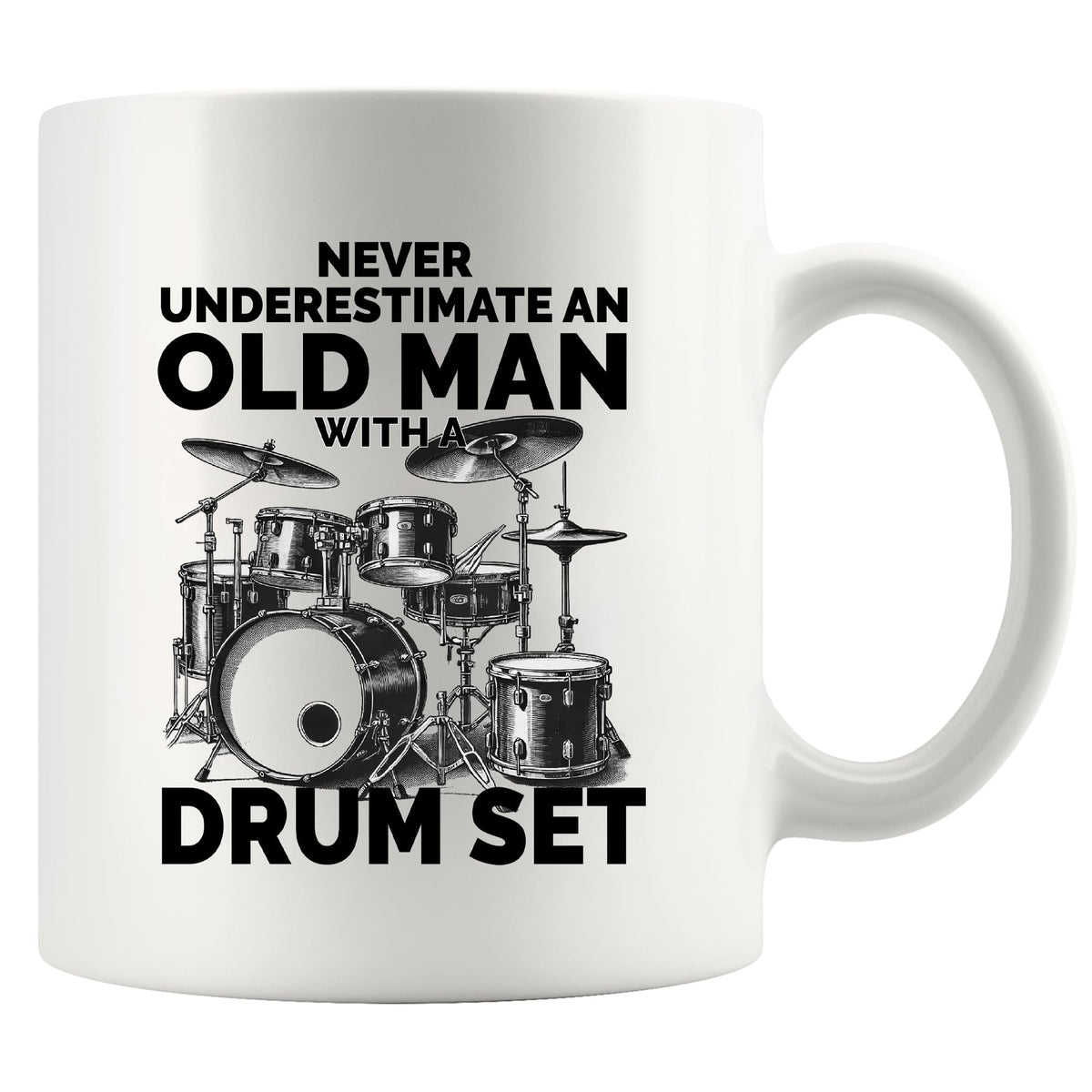 Panvola taza cerámica 11 oz con frase, ideal para bateristas y amantes de la música.