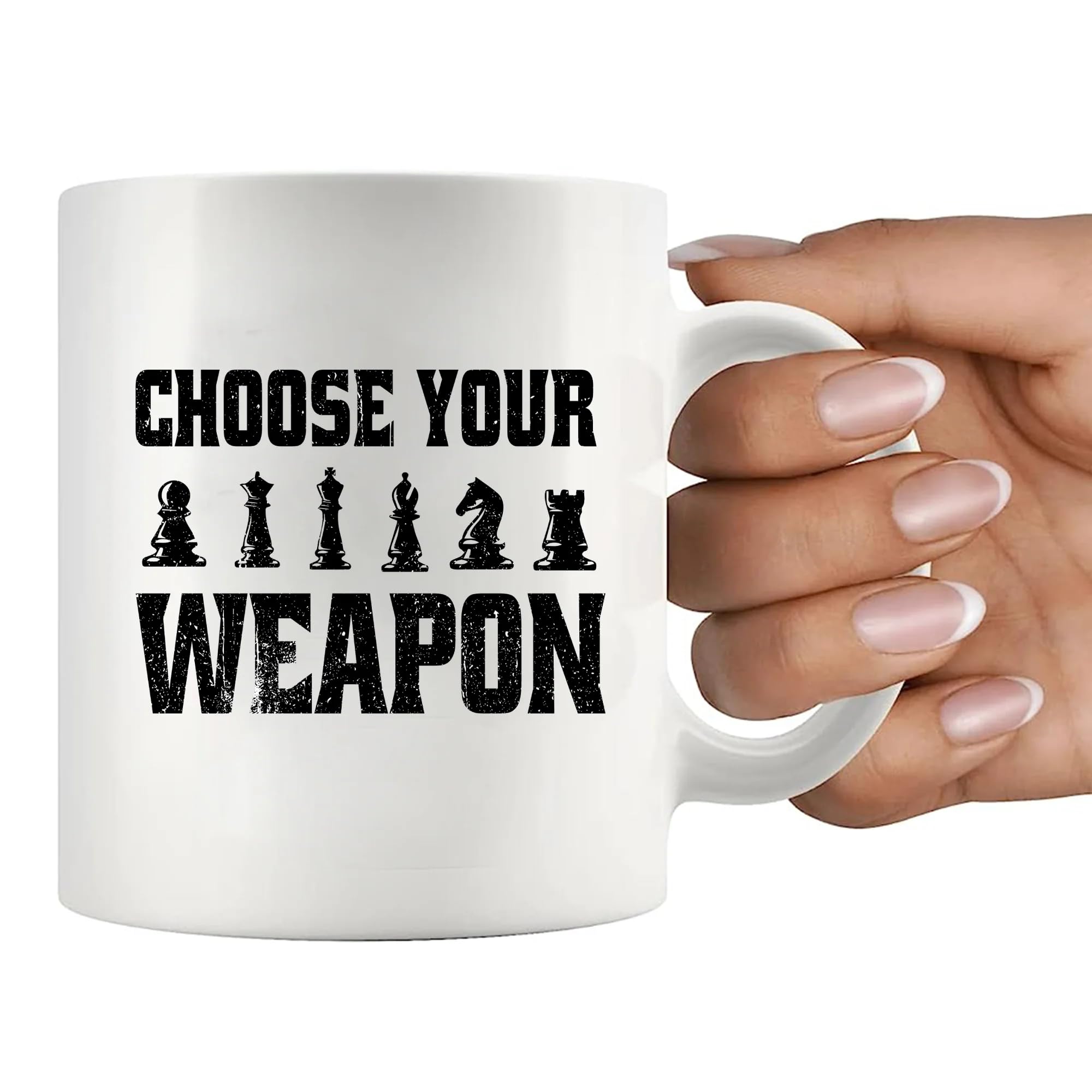 Taza ceramica Panvola Elige tu arma, regalo para celebraciones y cumpleaños.