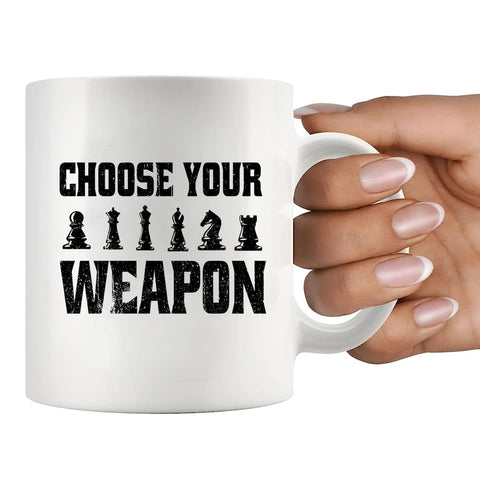 Taza ceramica Panvola Elige tu arma, regalo para celebraciones y cumpleaños.