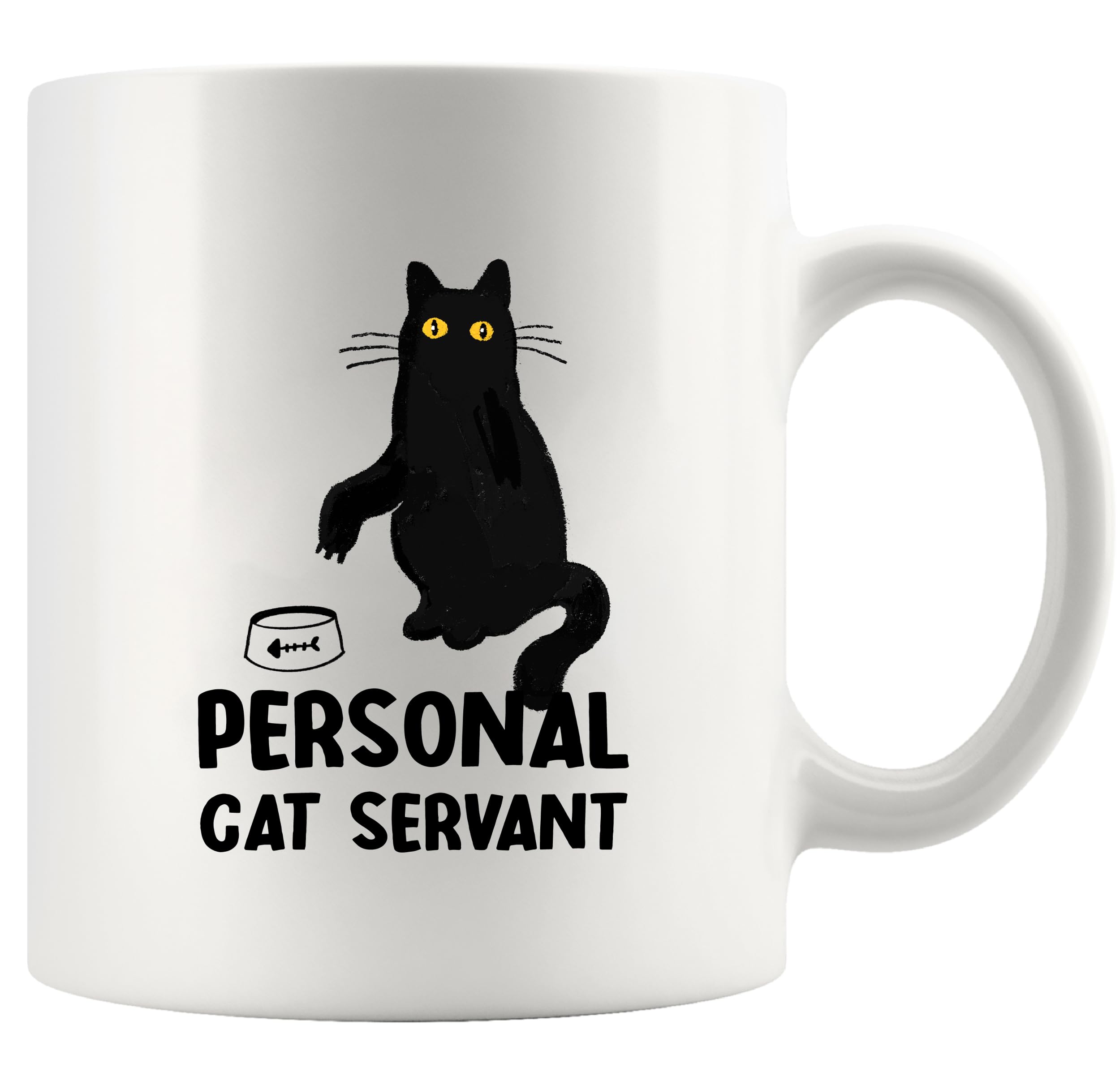 Panvola, taza cerámica blanca con gato negro y frase divertida para amantes de felinos.