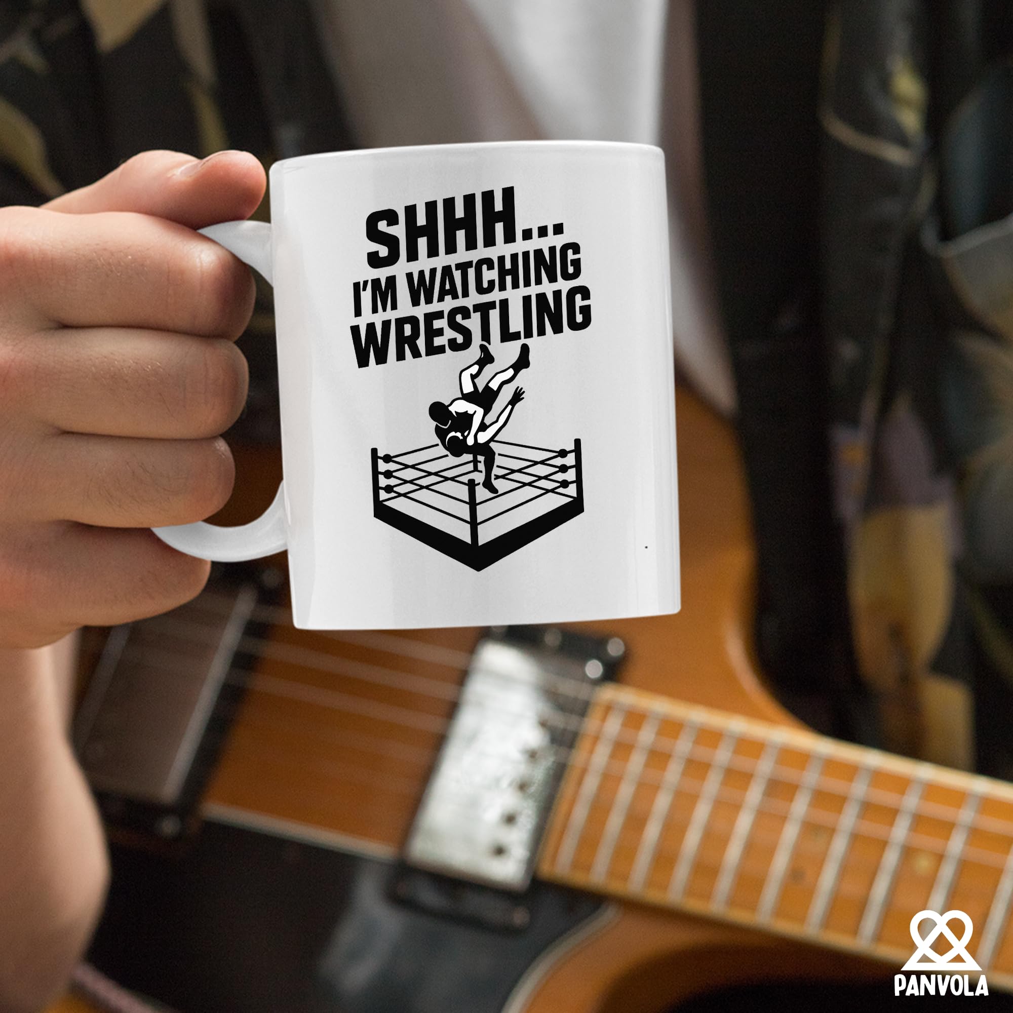 Panvola Shhh I'm Watching Wrestling, detalle de acabado brillante que realza colores