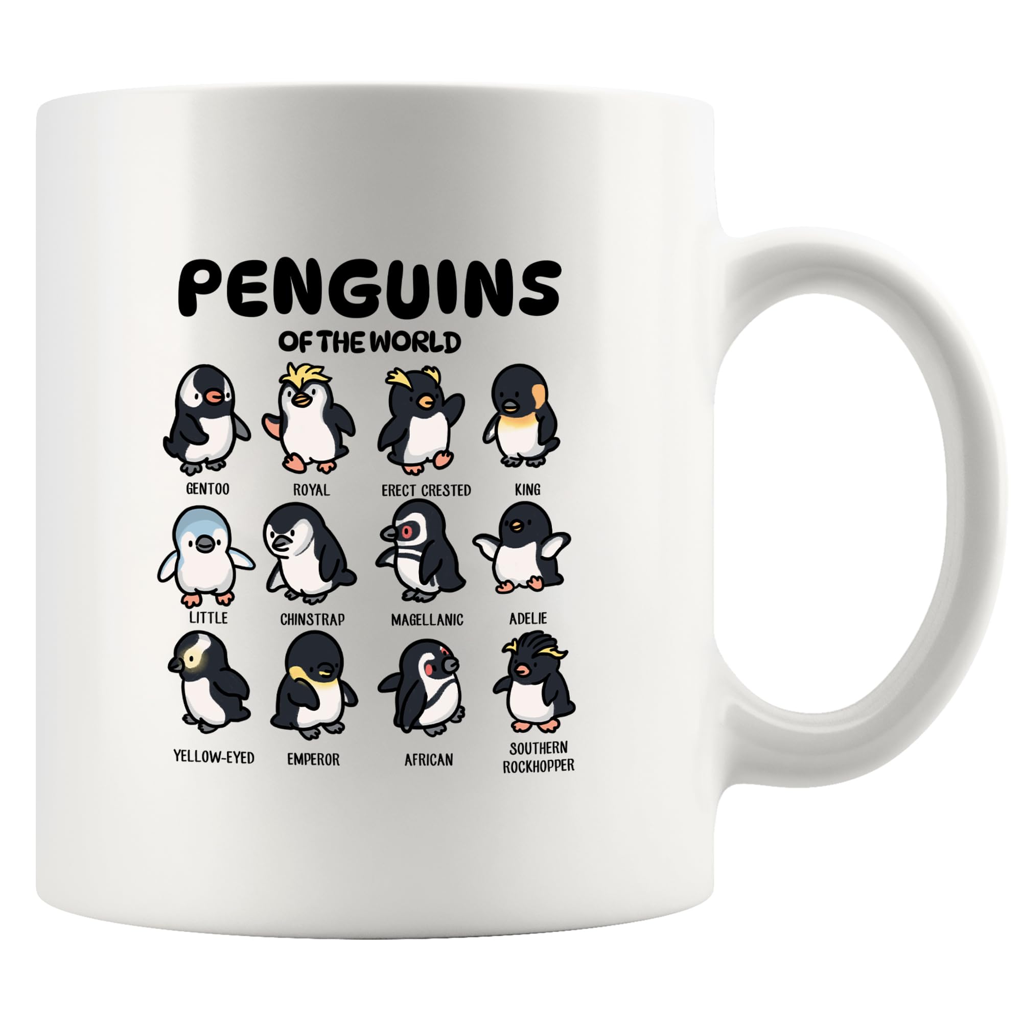 Taza Panvola de cerámica con pingüinos del mundo, ideal para empezar el día con humor.
