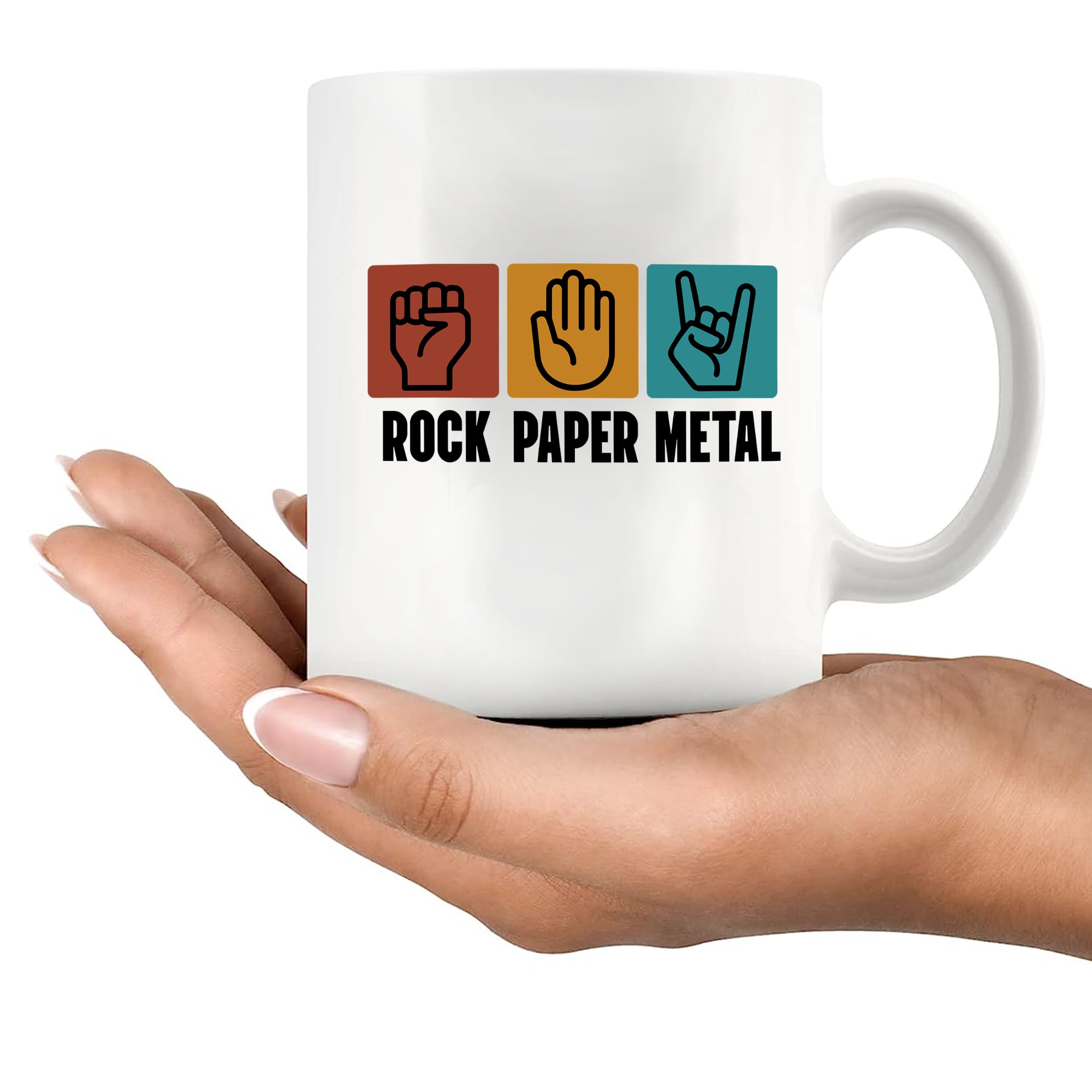 Taza Panvola Rock Paper Metal microondas seguro, recalentado cómodo