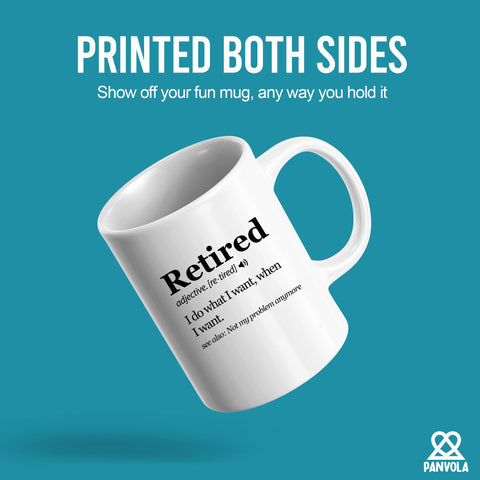 Taza Panvola Jubilación, cerámica de alta calidad para bebidas diarias y regalos.