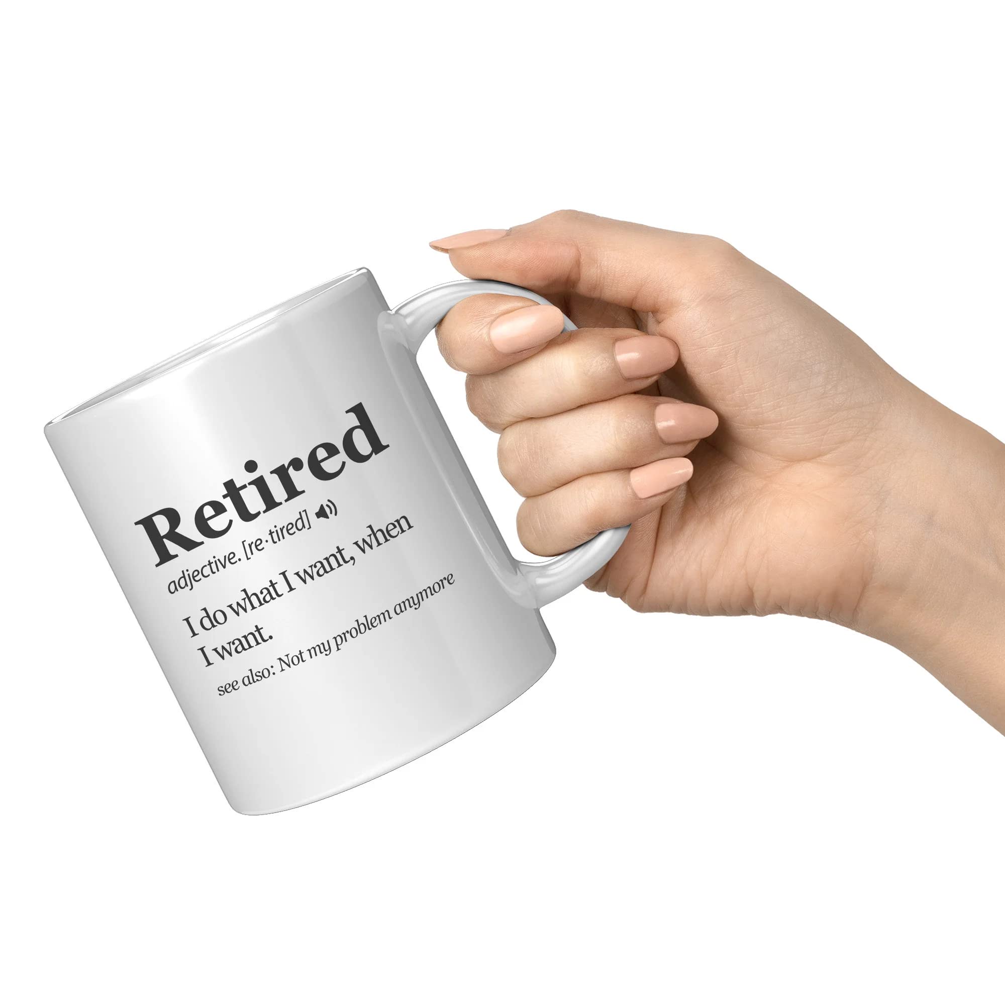 Taza Panvola Definición Jubilación, mensaje divertido para compartir al despertar.