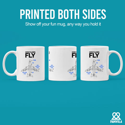 Taza Panvola con diseño humorístico de aeronáutica para la oficina