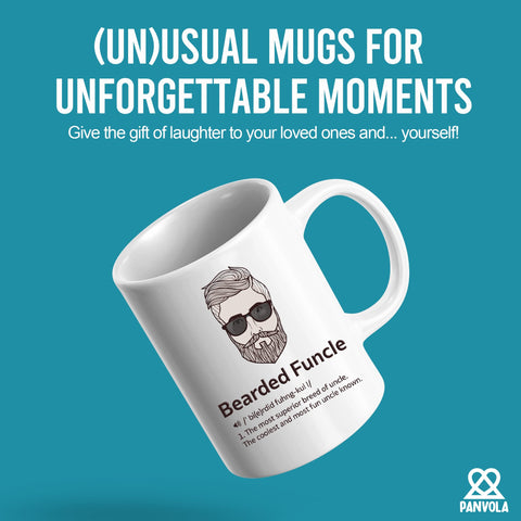 Panvola Funcle Barba taza con impresión a doble cara para cualquier mano