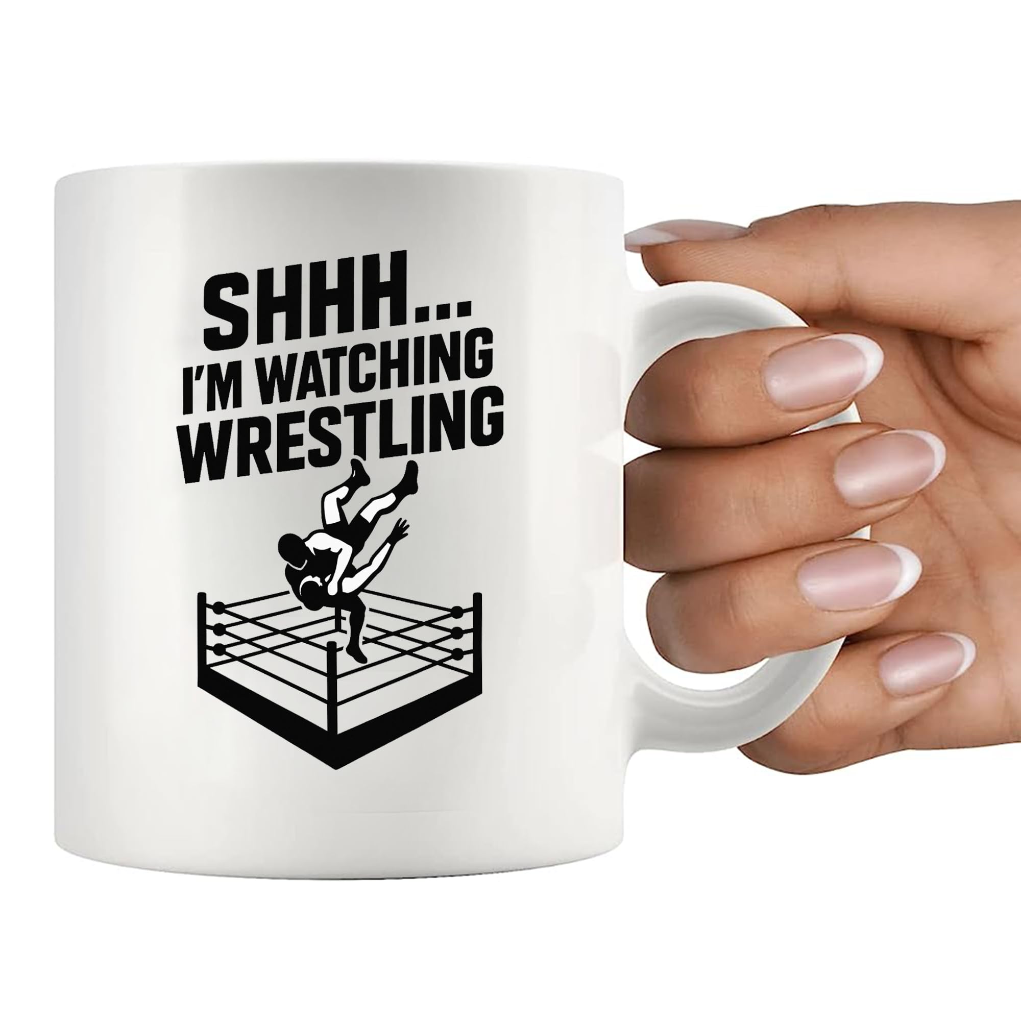 Panvola Shhh I'm Watching Wrestling, apta para lavavajillas y microondas para mayor comodidad