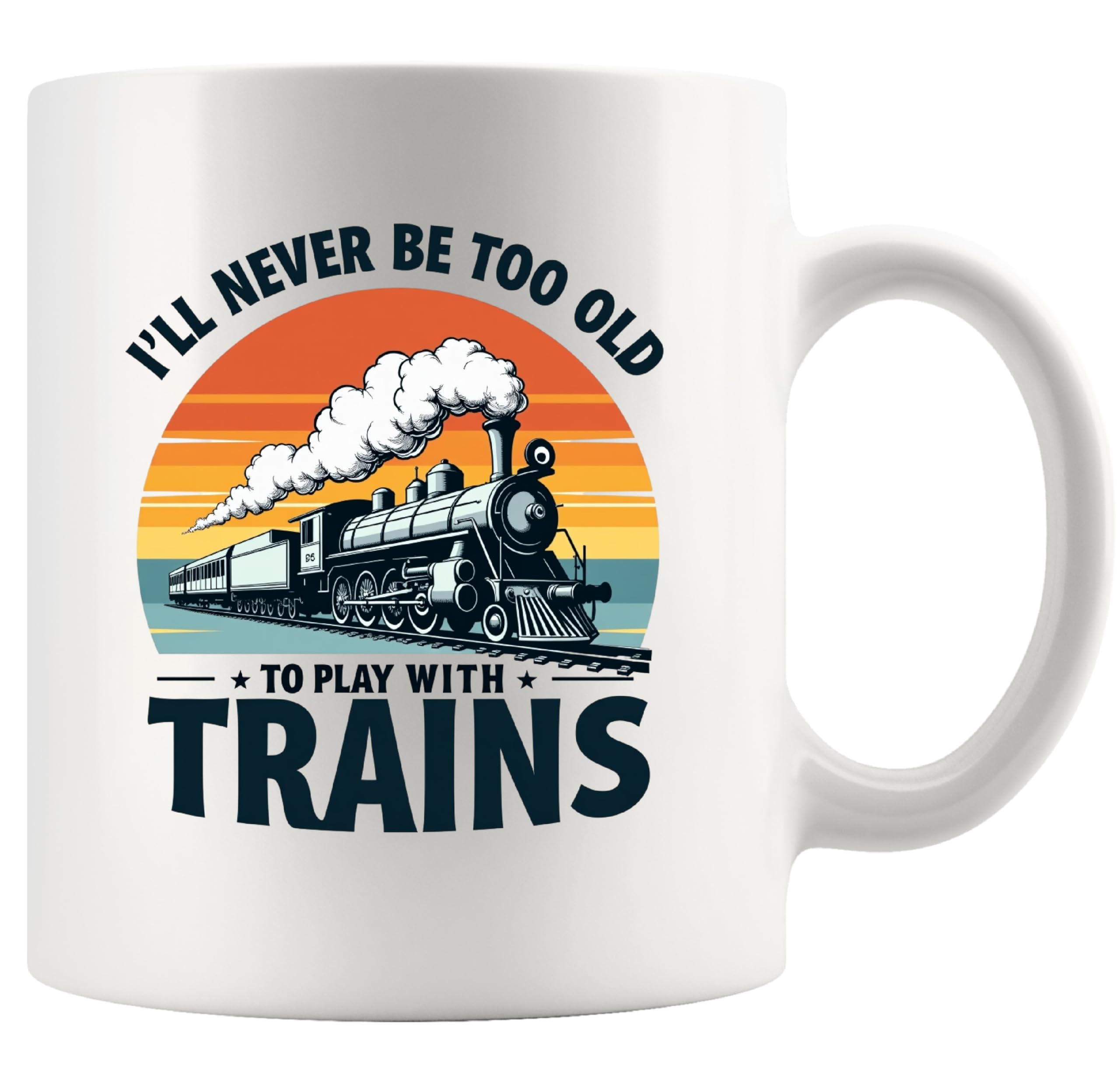 Panvola taza trenes divertida, frente, perfecta para café matutino.