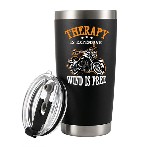Panvola Terapia Tumbler aislado 20oz negro para bebidas frías o calientes