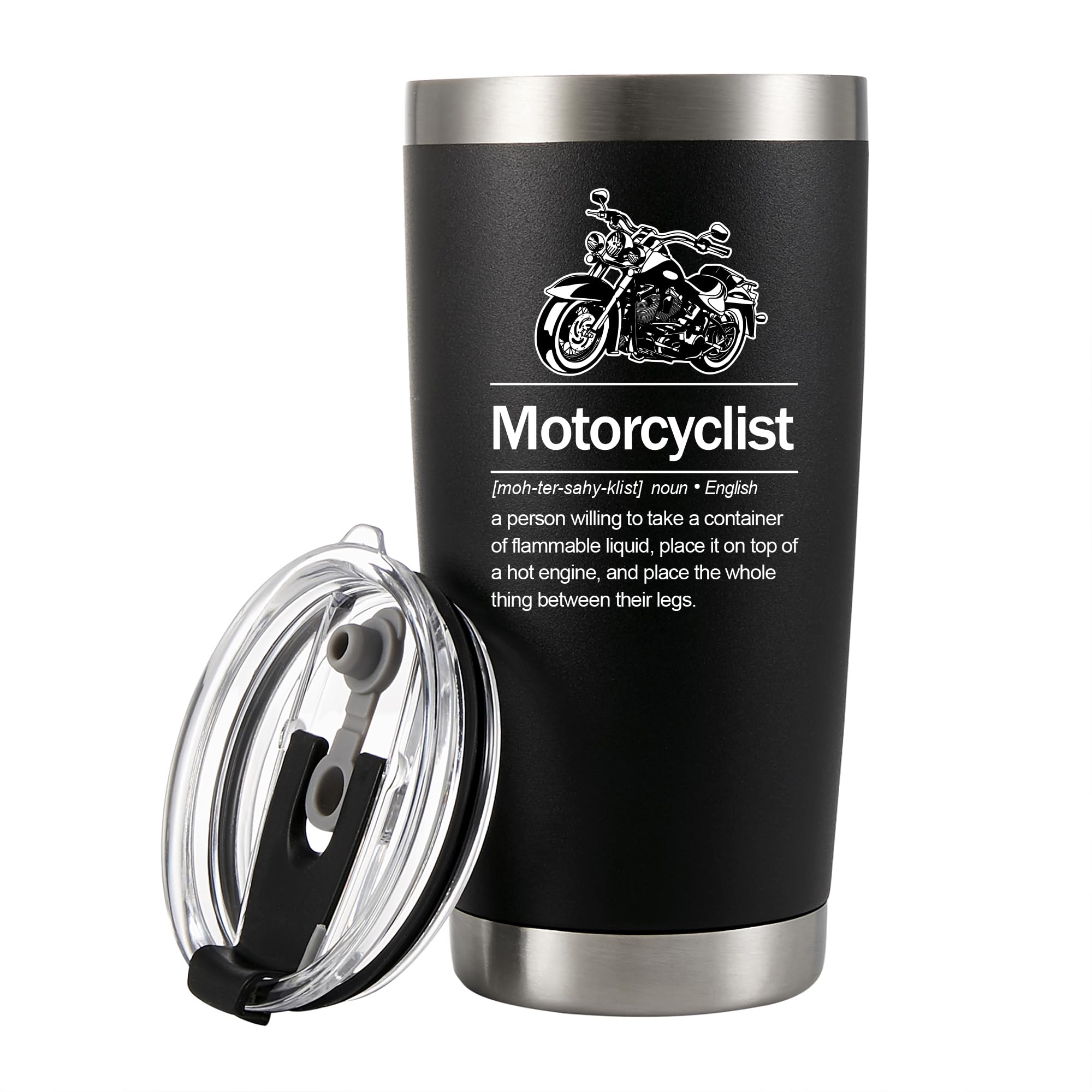 Panvola tumbler con tapa y pajilla, ideal para moto y temperatura estable