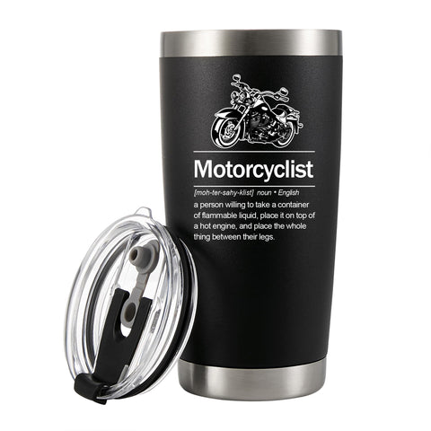 Panvola tumbler con tapa y pajilla, ideal para moto y temperatura estable