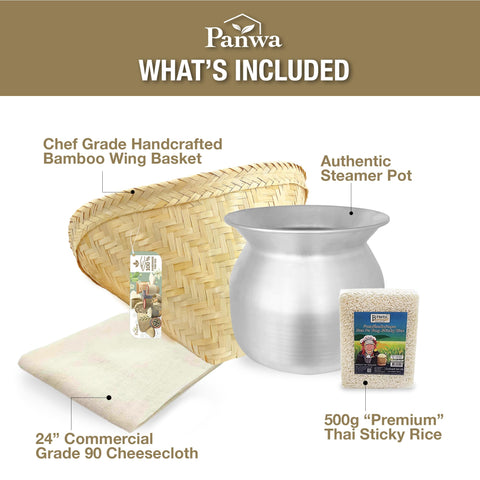 PANWA Arroz Pegajoso: cesta de bambú con alas para cocina sin mojar
