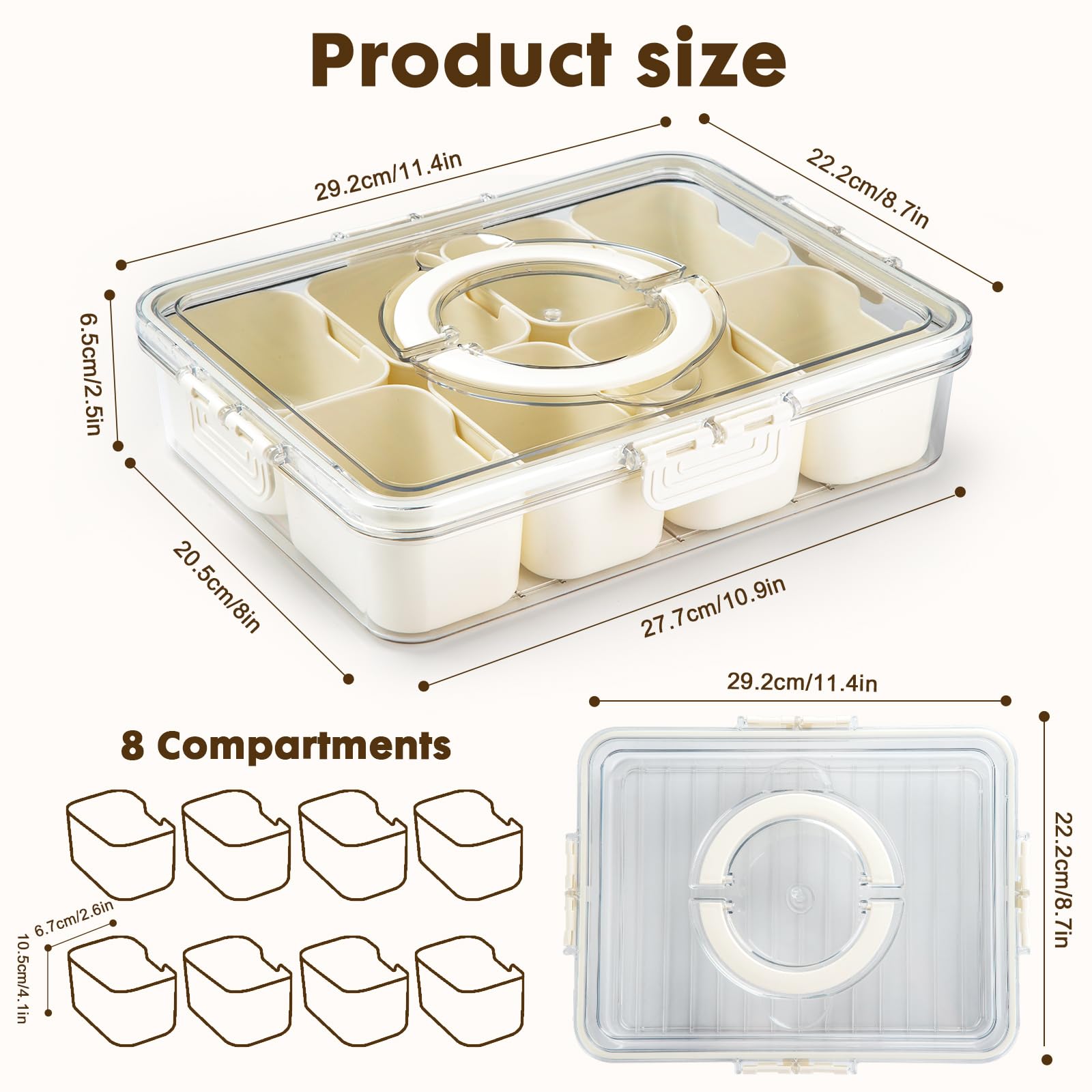 PANYEE snack box portátil con 8 compartimentos para transportar bocadillos