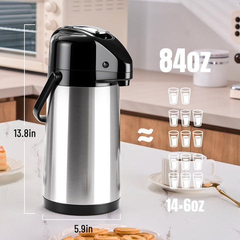 PARACITY airpot con aislamiento de 6 capas mantiene bebidas calientes o frías.