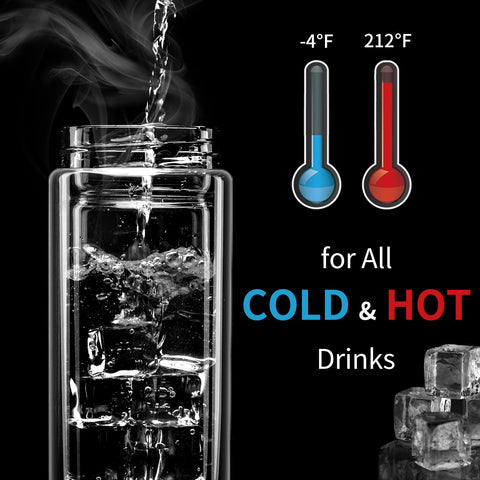 Paracity botella de vidrio de doble pared mantiene temperatura más tiempo