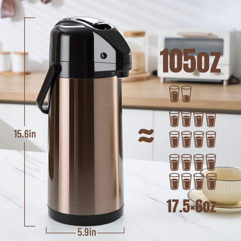 PARACITY cafetera térmica con base rotativa, facilita servir sin levantar.