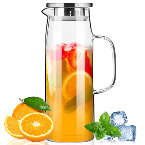 Jarra PARACITY de vidrio 50oz con tapa y pico para servicio con facilidad.