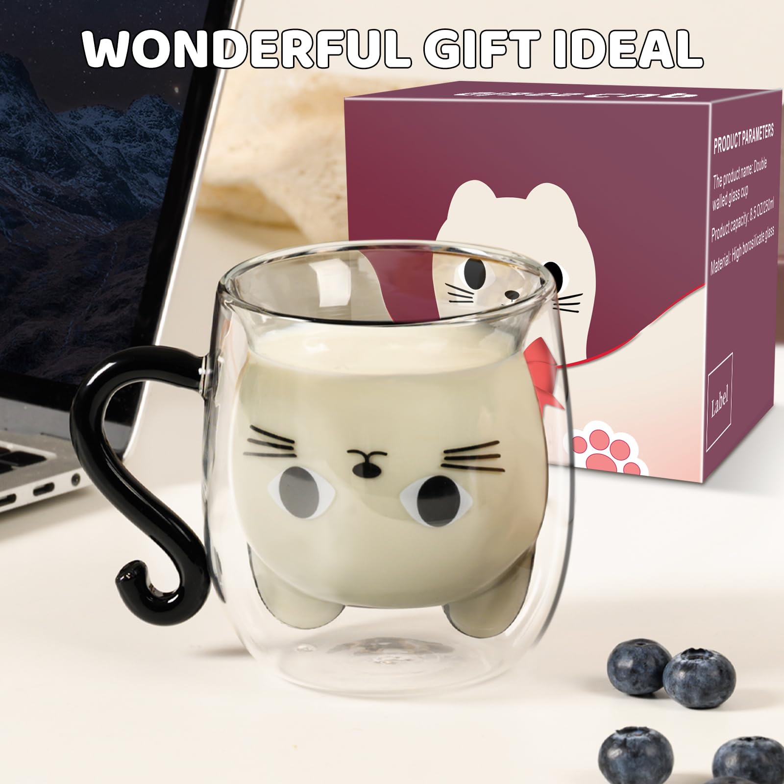 Paracity taza gato uso diario, práctica y bonita para casa.