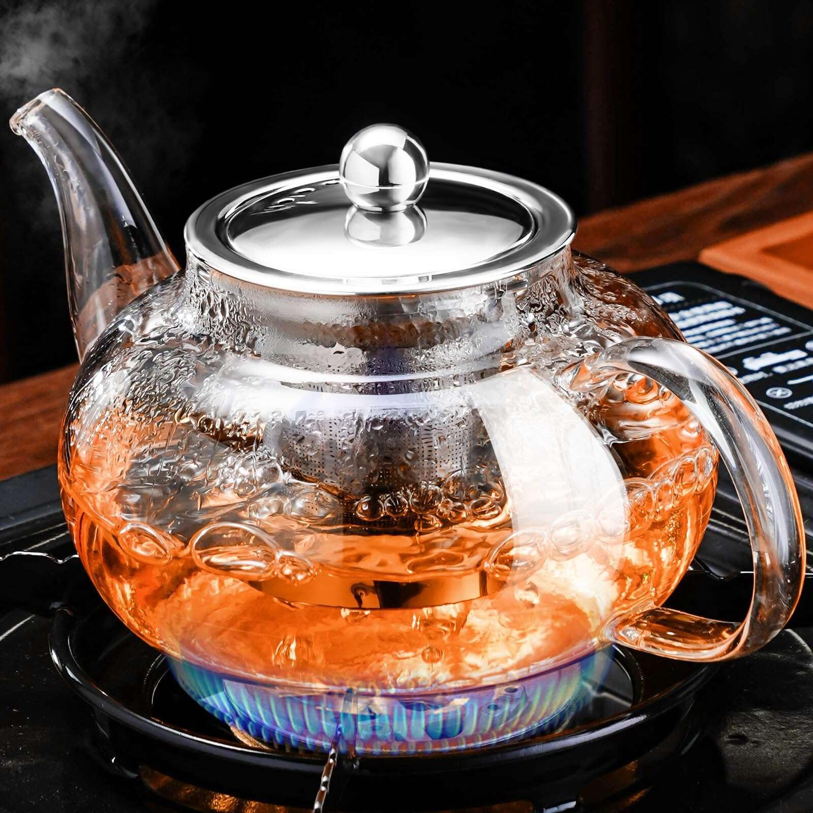 PARACITY tetera de vidrio para estufa, foco en borosilicato, duradera y segura al calor.